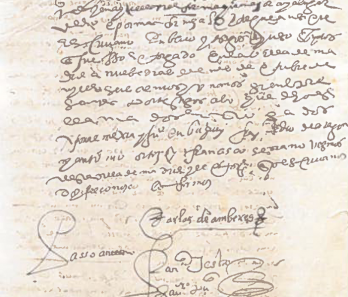 Detalle Testamento de Carlos de Amberes, Madrid, 9 de noviembre de 1601. Archivo de Protocolos. Madrid (legajo 2609). 